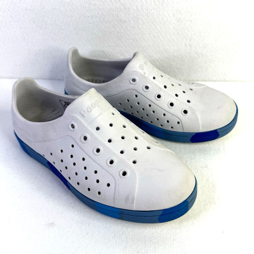 People Ace Kids Shoes White Blue Camo Slip-on Waterproof No Lace Sz C11